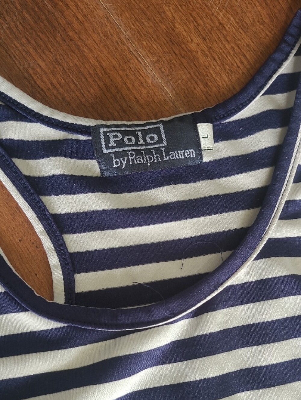 Ralph Lauren Navy & White Striped Racerback Swim Suit Cover Up Size L - Picture 2 of 7